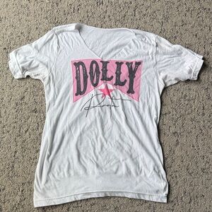 White T-Shirt with Pink Dolly Graphic